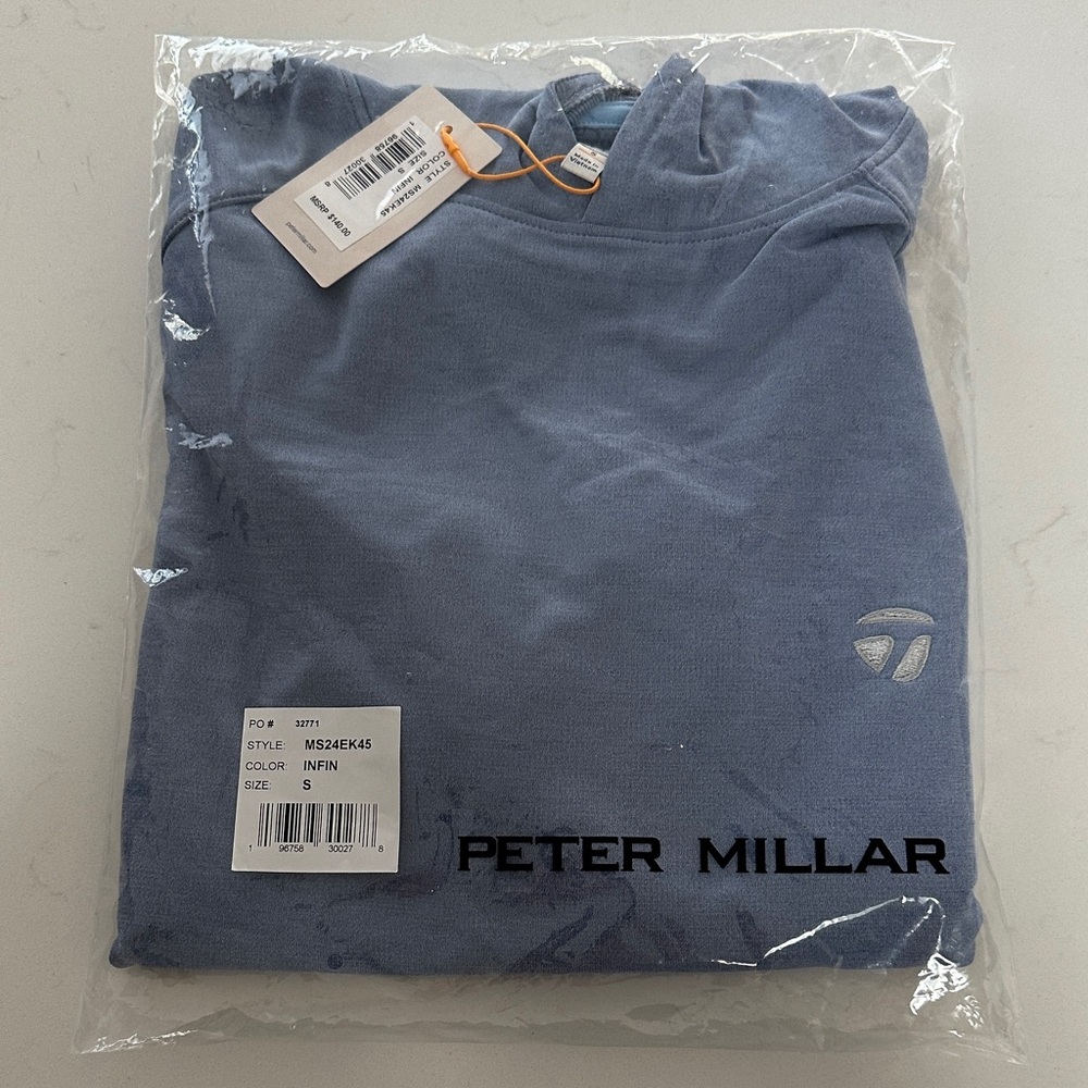Peter Millar Infinity Blue Crown Sport Performance Golf Hoodie NWT Small